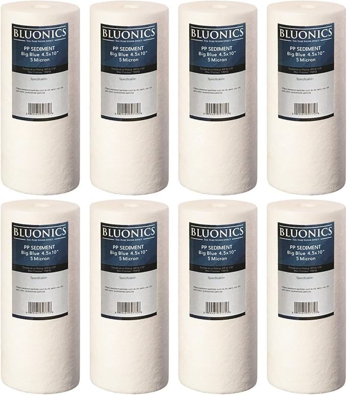 Bluonics Sediment Replacement Water Filters 8pcs 4.5" x 10" Whole House by BLUONICS