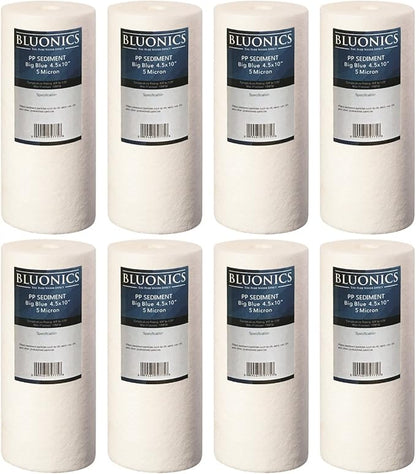 Bluonics Sediment Replacement Water Filters 8pcs 4.5" x 10" Whole House by BLUONICS