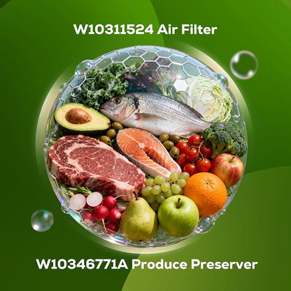 Funmit W10311524 Air Filter & W10346771A Freshflow Produce Preserver Replacement - Image 11