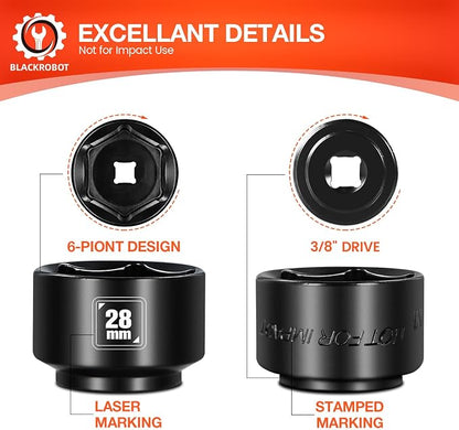 BLACKROBOT 28mm Low Profile Oil Filter Socket, 3/8" Drive 6-Point Oil Filter - Image 4