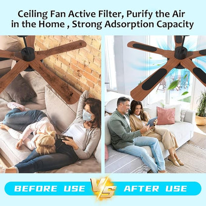 15pcs Ceiling Fan Filters for Blades Easy-Stick Strong Fixity Activated Coconut - Image 2