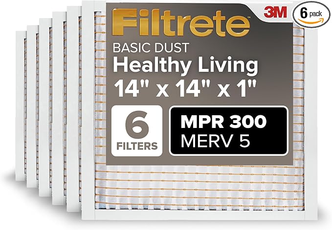 Filtrete 14x14x1 Air Filter, MPR 300, MERV 5, Clean Living Basic Dust 3-Month by Filtrete