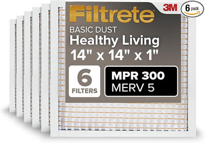 Filtrete 14x14x1 Air Filter, MPR 300, MERV 5, Clean Living Basic Dust 3-Month by Filtrete