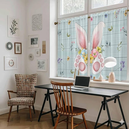 Easter Kitchen Tier Curtains 45 Inch Long 2 Panel Set, Rod Pocket Short Window - Image 6