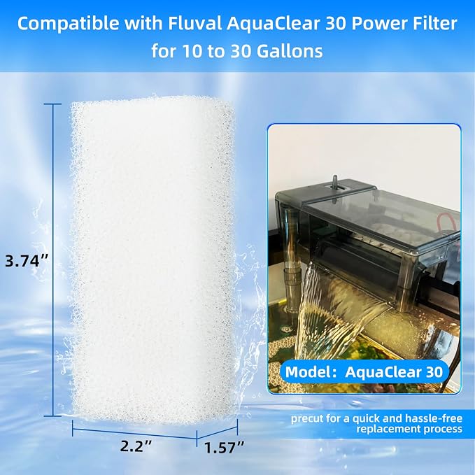 AQUANEAT 6-Pack Replacement Filter Sponge Pads, Aquarium Foam Insert Compatible - Image 2