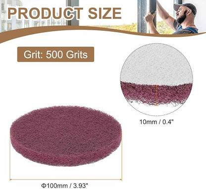 HARFINGTON 24pcs Scrubber Scouring Pads 500 Grits 4 Inch Drill Power Brush Hoop - Image 2