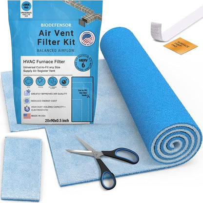 Biodefensor 20"x90" Air Vent Filters, Made in USA, MERV 6 High-Airflow by BIODEFENSOR