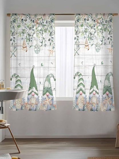 Sheer Curtains 63 Inch Length, Coastal Eucalyptus Leaf Semi Sheer Curtains - Image 5