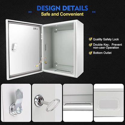 Outdoor Electrical Box, Steel Junction Box 16 x 12 x 8'', NEMA 4X Electrical - Image 7