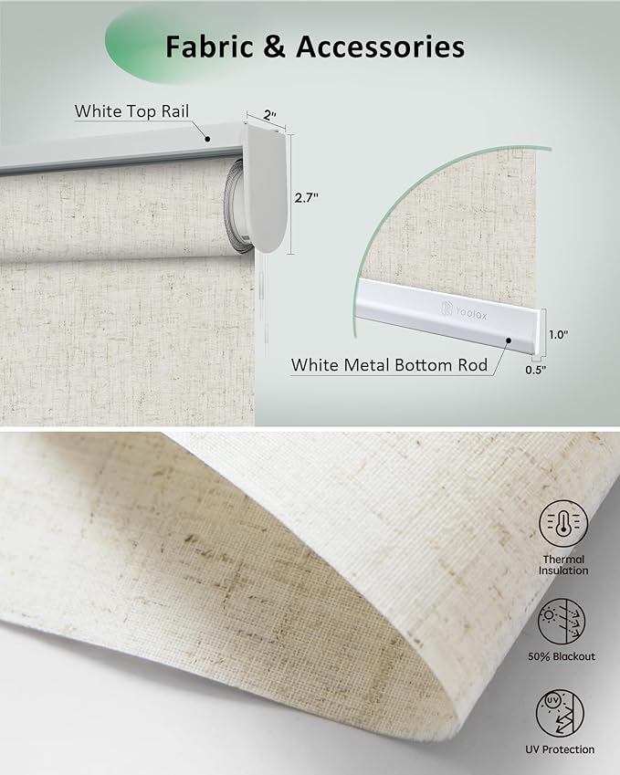 Yoolax Motorized Blinds App Control, Light Filtering Motorized Shades for Windows, Cordless Automatic Roller Shades for Bedroom Living Room Office(Light Filtering Linen Beige, 25" W x 72" H)