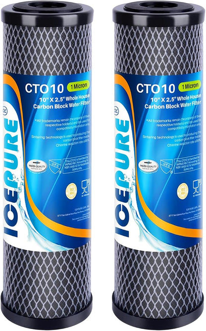ICEPURE 1 Micron 2.5" x 10" Whole House CTO Carbon Sediment Water Filter by ICEPURE