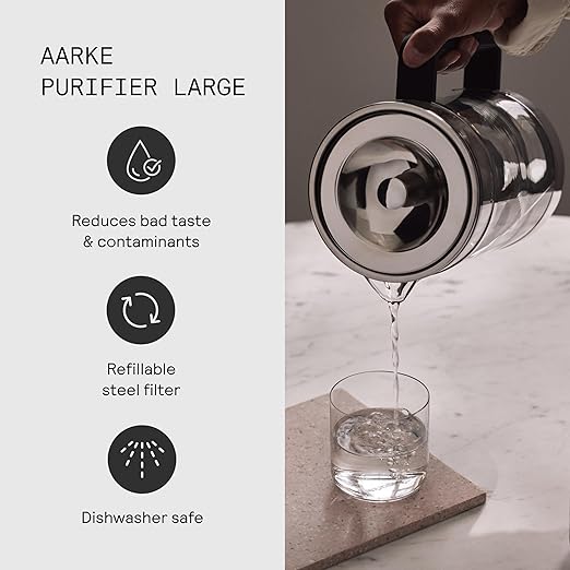 Aarke Purifier Glass Water Pitcher, Refillable Stainless Steel Filter, 8-Weeks - Image 4