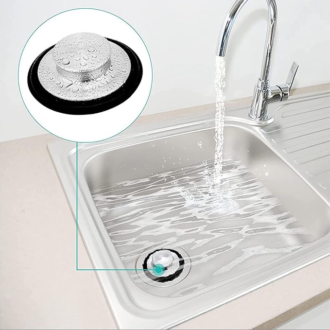 Kitchen Sink Stopper, Odorless Sink Plug Cover, Stainless Steel Garbage - Image 4