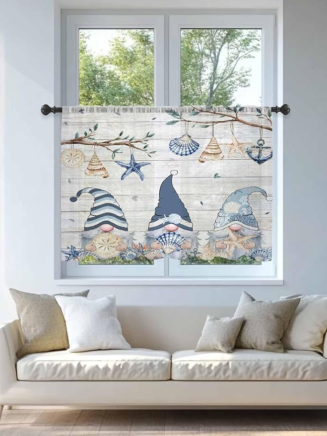 Sheer Curtains 54 Inch Length, Coastal Eucalyptus Semi Sheer Curtains Light - Image 4