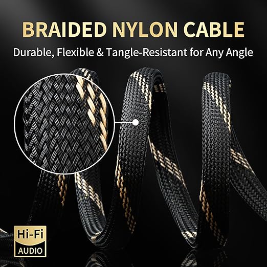 12 AWG 2Pack Audiophile Speaker Cable – Speaker Wire with Banana Plugs,4N OFC Core,Nylon Braid,Audio Wire,Compatible with Amplifier,Speakers,AV Receiver& Home Theater(9.84ft/3m)