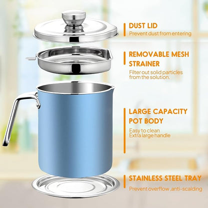 Chihee Stainless Steel Bacon Grease Saver - 2L / 67.6 fl oz Oil Container - Image 2