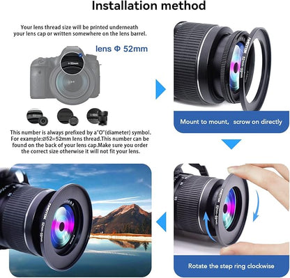 52mm Lens to 55mm Camera Lens Adapter, 52mm-55mm Filter Step up Ring Adapter - Image 5