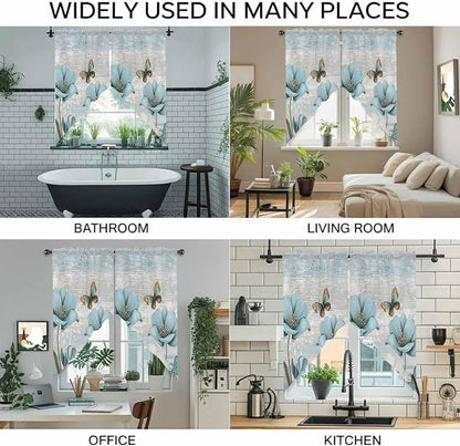 Spring Floral Swag Valances for Windows, Vintage Tulips Flower Butterfly Retro - Image 9