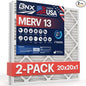 BNX 20x20x1 MERV 13 Air Filter 2 Pack by BNX