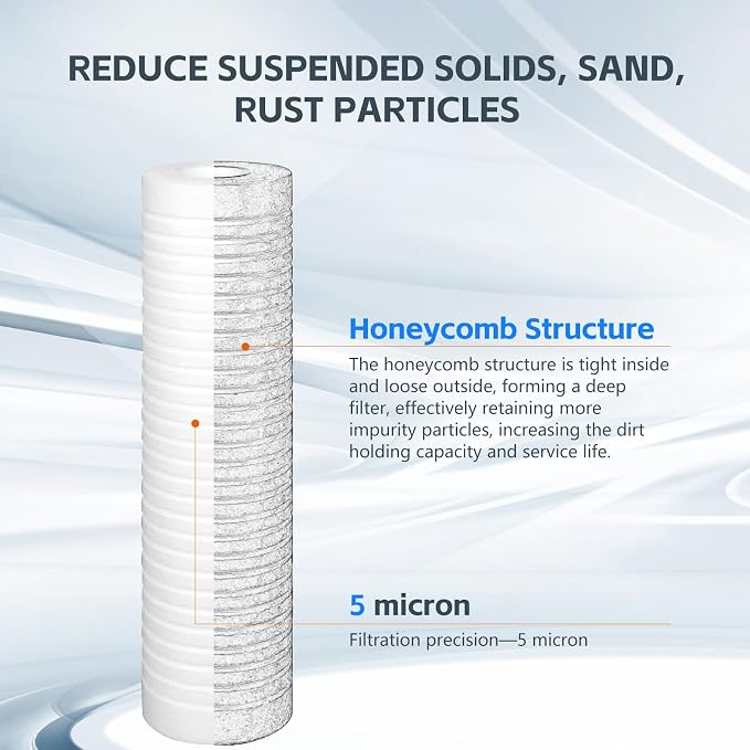 BLUERISE 5 Micron 10" x 2.5" Water Filter Replacement Whole House Sediment Home - Image 7