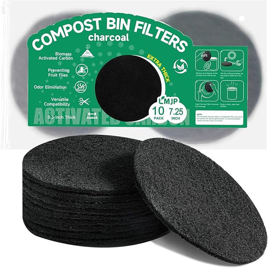 7.25 Inch Charcoal Filters for 10 Pack Kitchen Countertop Compost Bins by LMJP