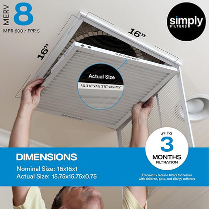 Simply 16x16x1 Air Filter, Merv 8, MPR 600, 6 Pack, Furnace Air Filter - Image 3