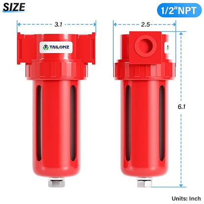 TAILONZ PNEUMATIC 0-150PSI 1/2 Inch NPT Aluminum Alloy Air Dryer, Compressor - Image 2