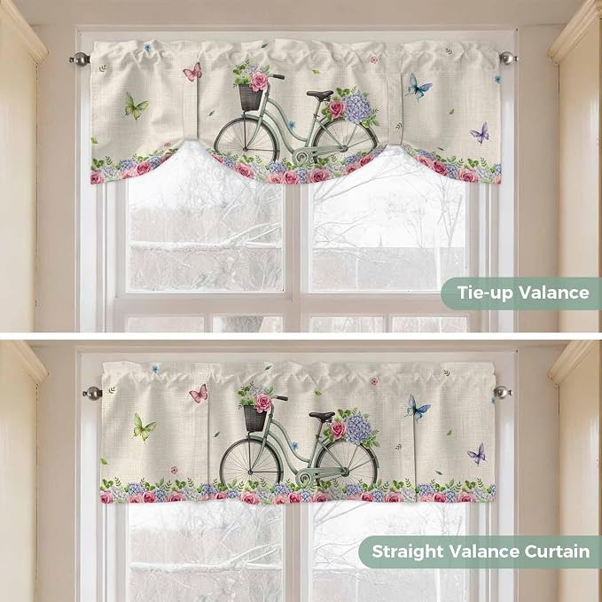 Farmhouse Spring Tie Up Valance Curtains - Image 5