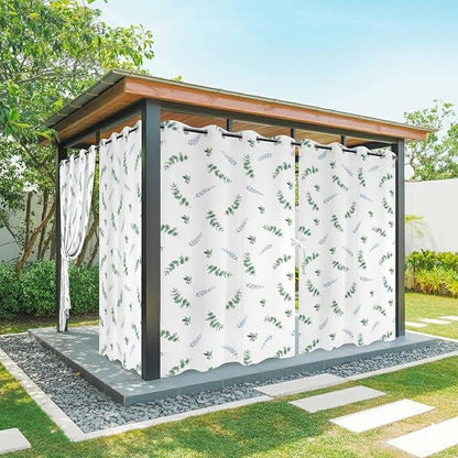 Leaf Outdoor Curtains for Patio Summer Jugal Leaves Pastoral Plant Waterproof by Unknown