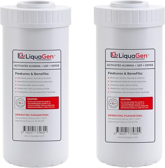 LiquaGen Activated Alumina + Carbon + KDF-55 Replacement Water Filter Cartridge by LiquaGen