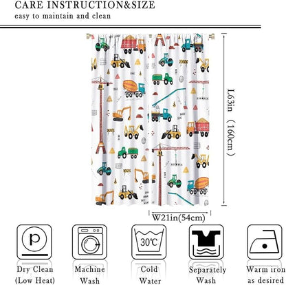 Construction Window Curtains, Kids Cartoon Construction Machines Building Hand - Image 4