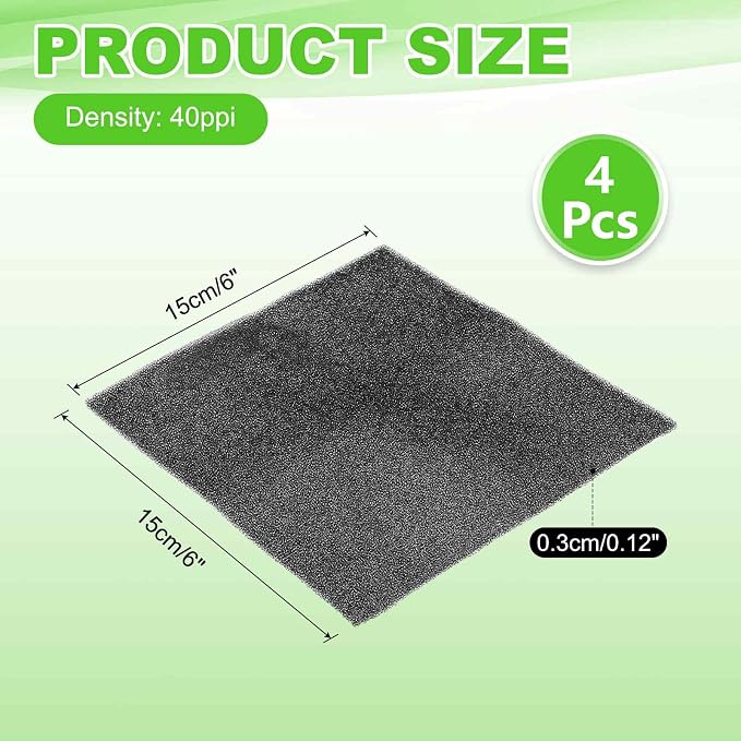 Fan Replacement Filters 4 Pcs Fan Filter Foam Sponge - Image 2