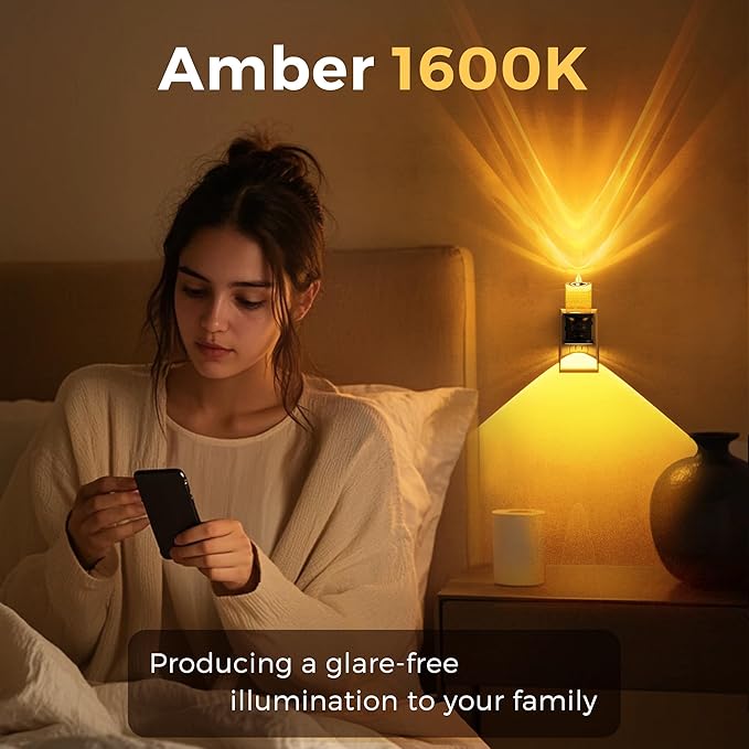 L LOHAS LED Flameless Candle Night Light, 2 Pack Amber Night Lights Plug into Wall, 0-100LM Dimmable Nightlight, LED Candle Night Light with Light Sensor, for Living Room, Bathroom, Hallway