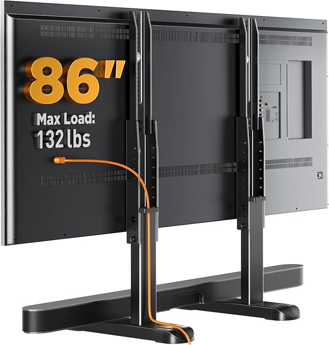 Perlegear Universal TV Stand Legs for Most 37–86 Inch TVs up to 132 lbs, Height Adjustable TV Legs Replacement Suitable for Soundbar, Table Top Stand Base Max VESA 800 x 500mm, PGTVS20