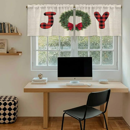 Red Green Christmas Kitchen Tier Curtains 24 Inch Long 2 Panel Set, Rod Pocket - Image 6