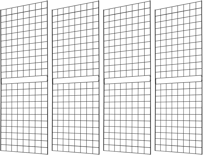 7RiversART Grid Wall Commercial Grade Gridwall Panels – Heavy Duty Grid Panel for Any Retail Display Wall Grid 2' Width x 6' Height, Black (Pack of 4) Easily Portable