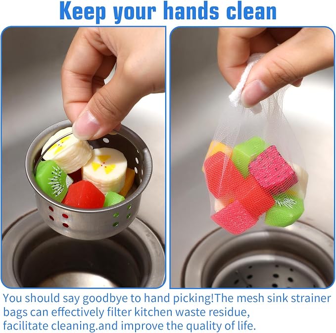 300 PCs Disposable Mesh Sink Strainer Bags, Kitchen Strainer Mesh Bag Non-Clog - Image 7