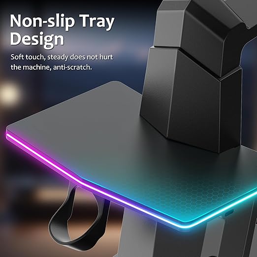 Bioherm Charging Dock Compatible with Meta Quest 2/ Quest 3/Quest 3S/Quest Pro，RGB Charging Vertical Stand，Accessories with Brightness Adjustment and 14 Light Effects Adjustment, Type-C Charging Port