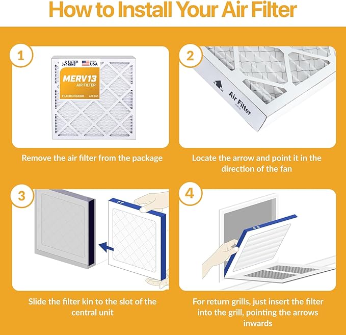 Filter King 12x26.5x1 Air Filter | 4-PACK | MERV 13 HVAC Pleated A/C Furnace - Image 4