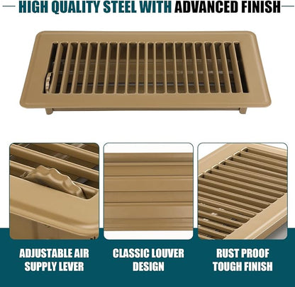 VOISEN Floor Register 4x10, 2 Pack Brown Floor Vent Covers, Heavy Duty Steel - Image 9