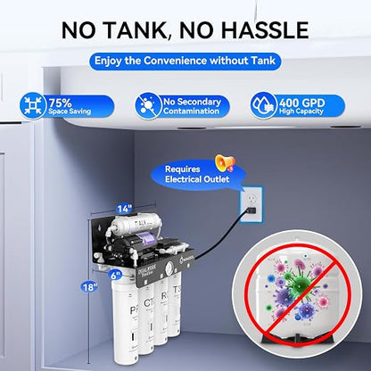WINGSOL Dual Outlet Reverse Osmosis Water Filter, Mineral Alkaline UV 0 TDS - Image 7