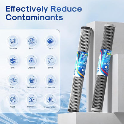 ICEPURE 2.5"x 20" Whole House Carbon Sediment Water Filter High Capacity Combo - Image 2