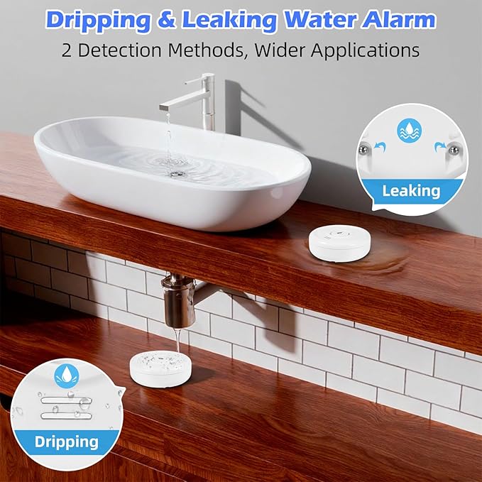 5 Pack Water Leak Detectors for Home, 100 dB Water Sensor Alarm Leak Detector for Basement, Bathroom, Kitchen, Home