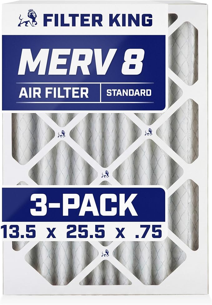 Filter King 13.5 x 25.5 x .75" Air Filter | 3-PACK | MERV 8 HVAC Pleated A/C by FilterKing