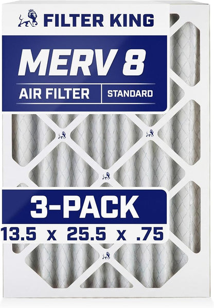 Filter King 13.5 x 25.5 x .75" Air Filter | 3-PACK | MERV 8 HVAC Pleated A/C by FilterKing