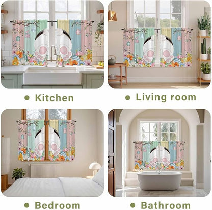 Easter Kitchen Curtains 45 Inch Long 2 Panel Set, Rod Pocket Window Treatment - Image 8