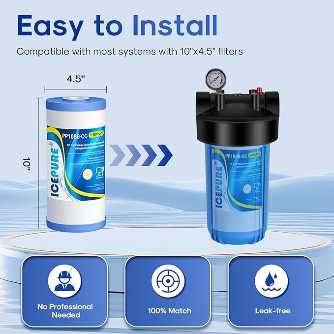 ICEPURE 5 Micron 10" x 4.5" Whole House Water Filter Compatible - Image 6