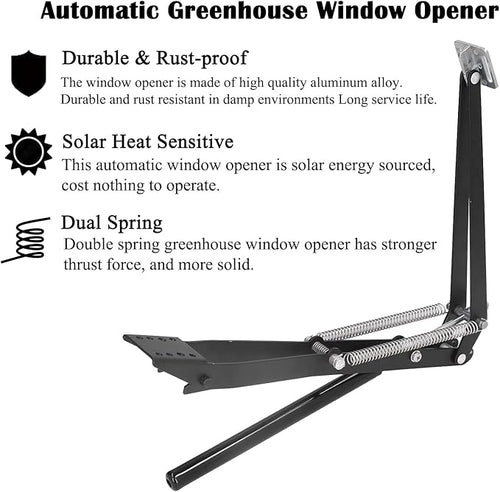 2X Auto Vent Opener Solar Automatic Window Opener for Greenhouse Heat Sensitive Roof Vent Opener Auto Vent Kit Gardening Tools Greenhouse Accessories Hothouse Roof Vent Kit (Dual Spring Up to 30lbs)