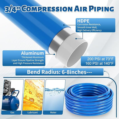 Shop Air Line Kit 3/4” 200FT Compressed Air Piping System HDPE-Aluminum-HDPE - Image 3