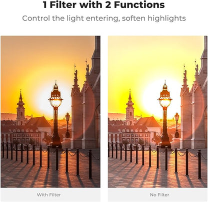 K&F CONCEPT 67mm Black Diffusion Mist 1/4 Effect & Variable ND2-400 Neutral - Image 3